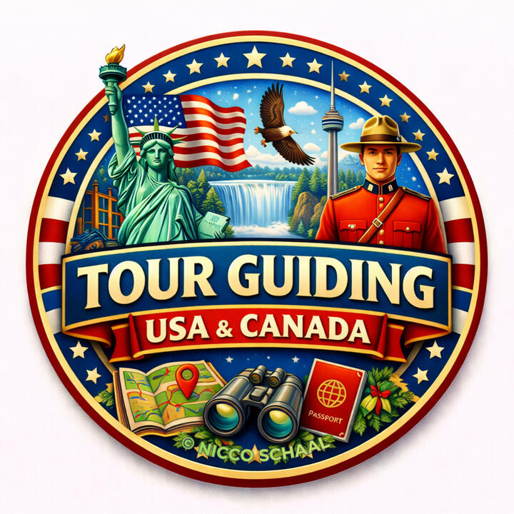 Picture and seal of TOUR GUIDING USA & CANADA for sale on Amazon.